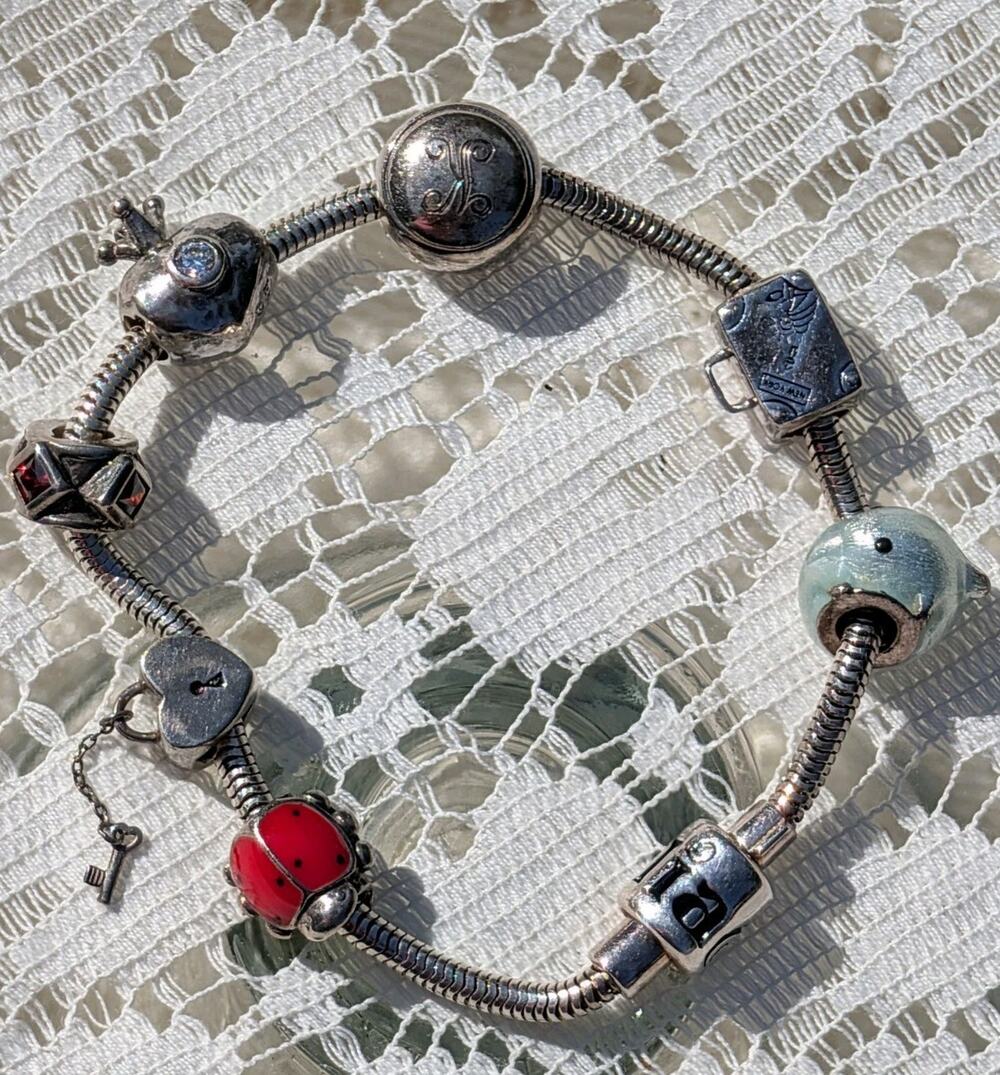 Halia Sterling Silver .925 Charm Bracelet 7 Charms Retired Collection